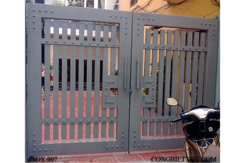 Cổng inox 4 cánh sơn tĩnh điện 006